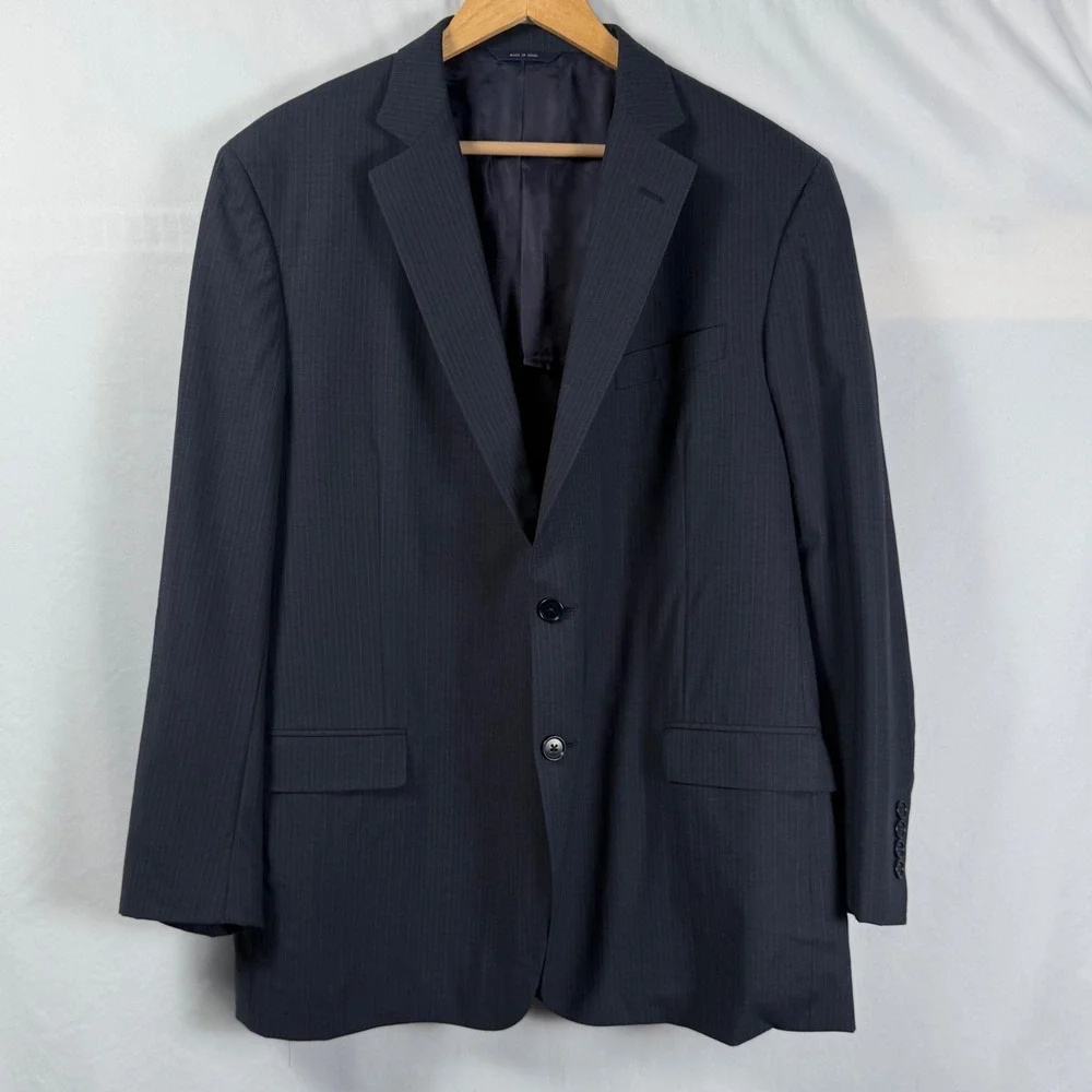 Brooks Brothers Fitzgerald BrooksCool Pinstripe Suit Jacket Charcoal Grey 46R